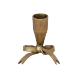 Hand-Forged Iron Bow Shaped Taper Holder, Antique Gold Finish