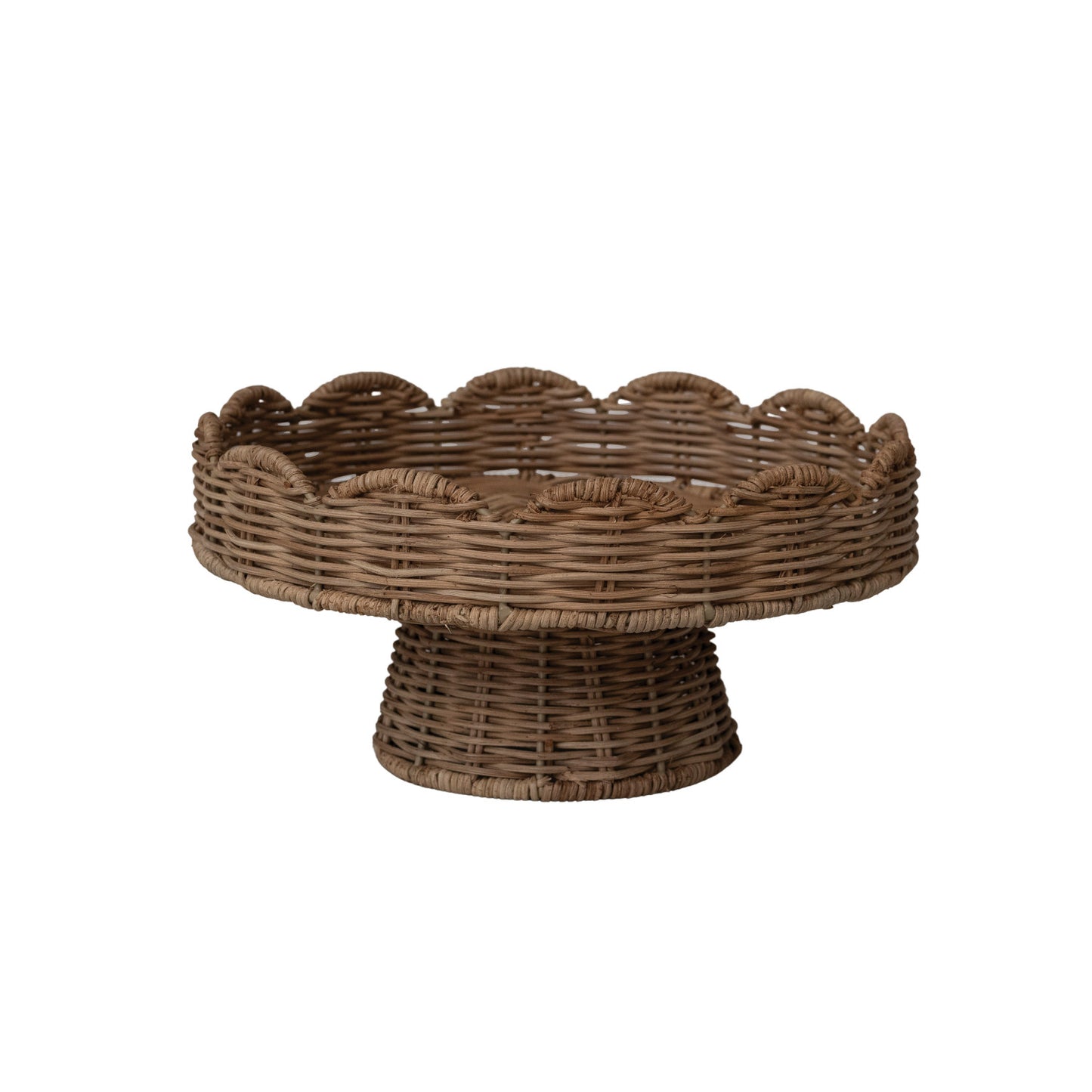 Decorative Hand-Woven Rattan Scalloped Footed Pedestal