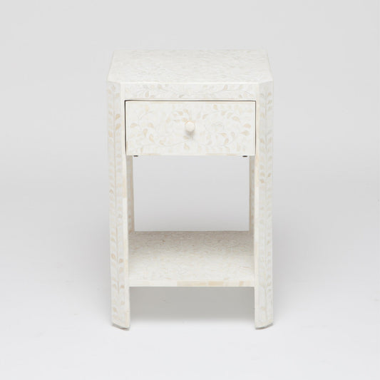 Lexi 18" Nightstand, Natural Bone + White Resin