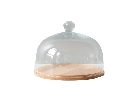 Glass Dome with Wood Base, Medium
