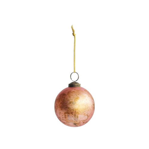 Glass Ball Ornament, Distressed Pink