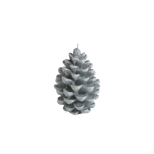 Pine Cone Candle - Silver and White