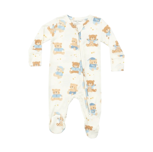 Teddy Bears Blue 2 Way Zipper Footie