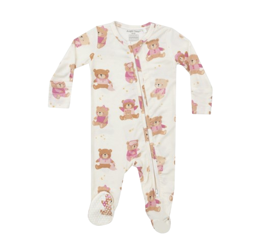 Teddy Bears Pink - 2 Way Zipper Footie