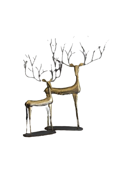 Antique Gold Metal Christmas Deer