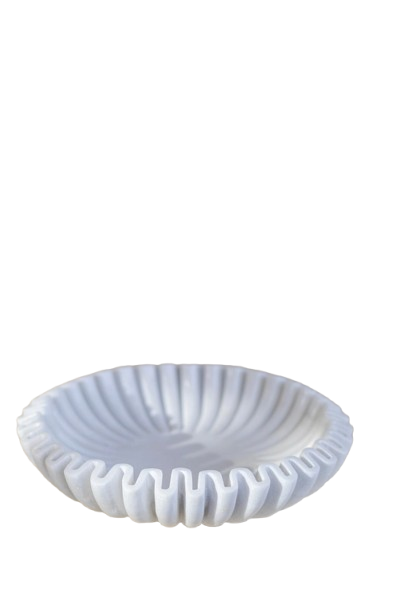 Marble Fluted Scalloped Bowl, Large, 12x12