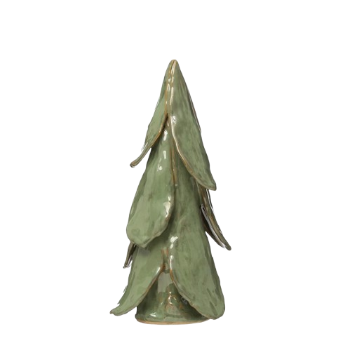 5-1/2" Round x 11"H Handmade Stoneware Tree, Reactive Glaze, Mint Color