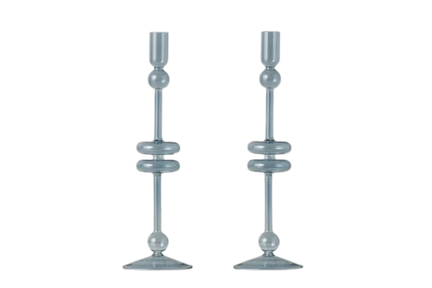 Denim Glass Candlestick Individual, Large