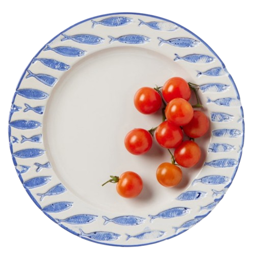 Blue and White Fish Salad Plate