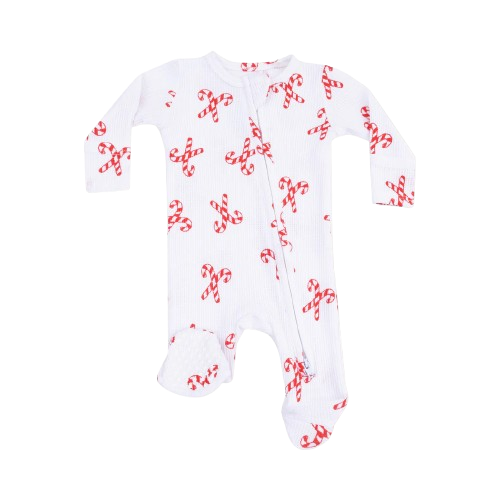 Candy Canes - 2 Way Zipper Footie, 6-9M