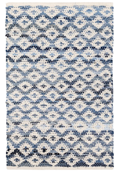 Denim Rag Diamond Ivory Handwoven Cotton Rug - 2x3