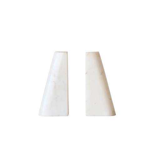 S/2 Marble Bookends, White