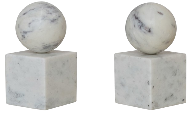 Marble Geometric Bookends, Set of 2