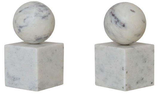 Marble Geometric Bookends, Set of 2