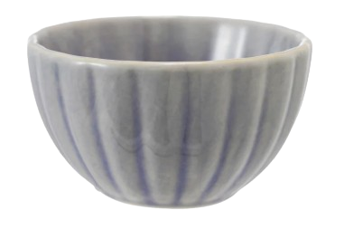 Stoneware Ribbed Bowl, Reactive Glaze, Light Blue (Each One Will Vary)