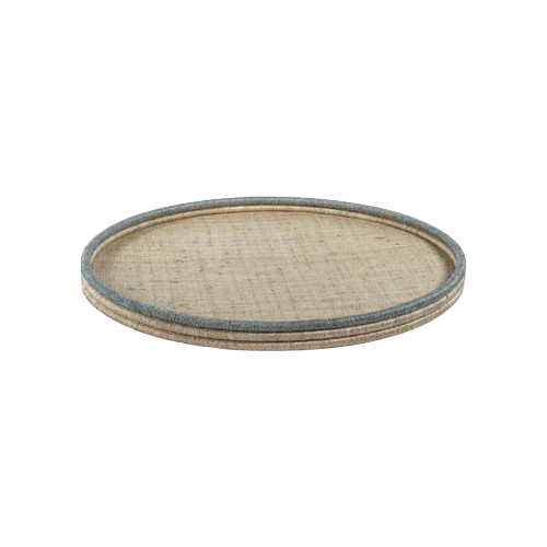 La Côte Coiled Rattan and Abaca Round Serving Tray