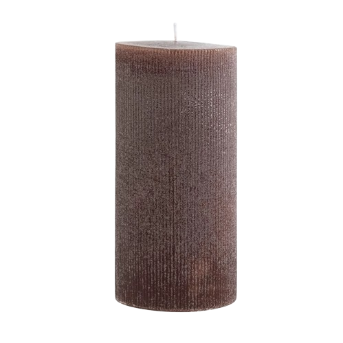 Unscented Pleated Pillar Candle, 3"x6", Leather