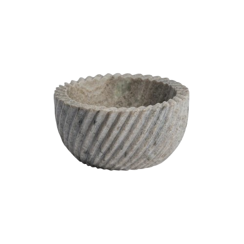 Spiraled Marble Serving Bowl - Beige