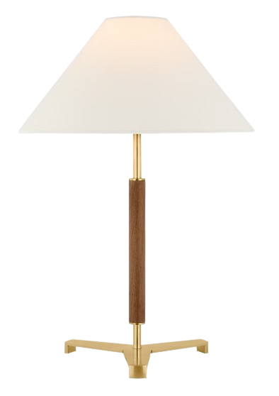 Amaya 20" Table Lamp, Antique-Burnished Brass and Walnut
