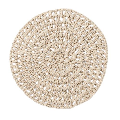 Indira, Natural, Round Placemat, Cotton, Pack/4