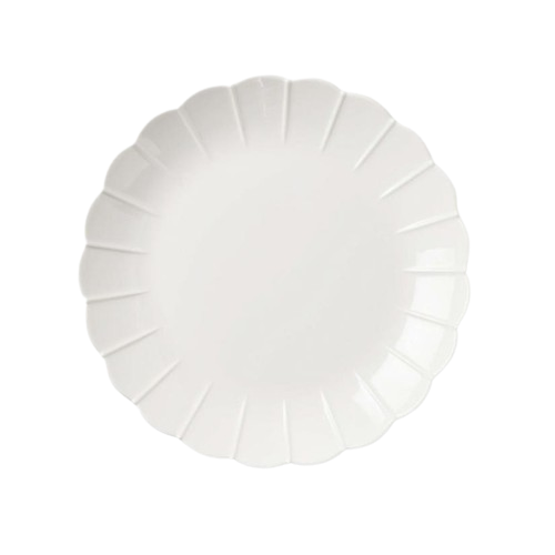 Iris, White, Scallop Dinner Plate, Melamine, Individual