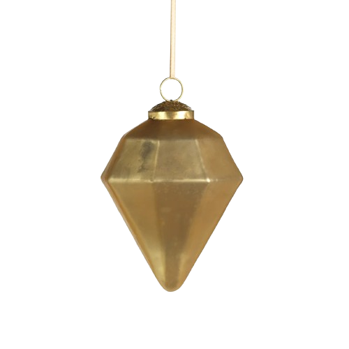 Diamond Shape Glass Ornament - Gold
