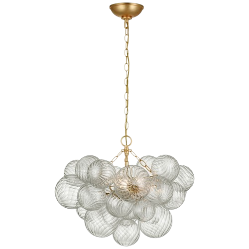 Talia Small Chandelier - Gild, Clear Swirled Glass