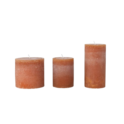 Unscented Pleated Pillar Candle - 3x6, Acorn