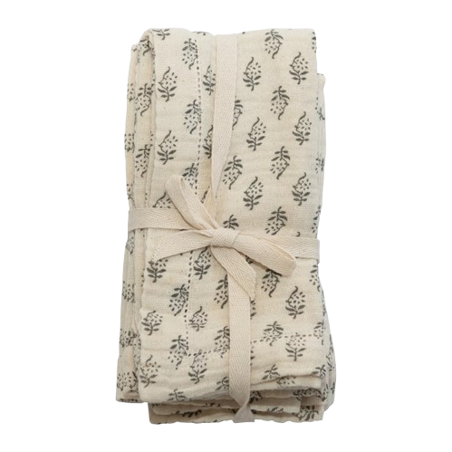 Napkins with Printed Floral Pattern, Set of 4