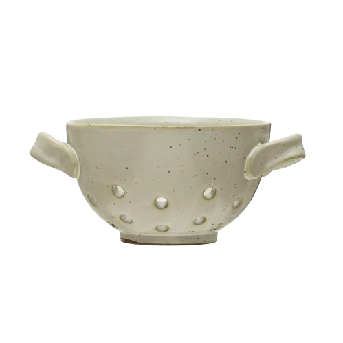 Stoneware Berry Bowl, Reactive Glaze, White