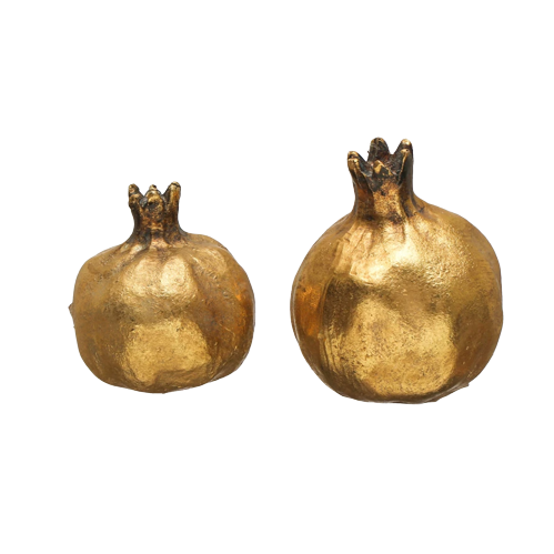 Resin Pomegranate Gold Finish, Set of 2