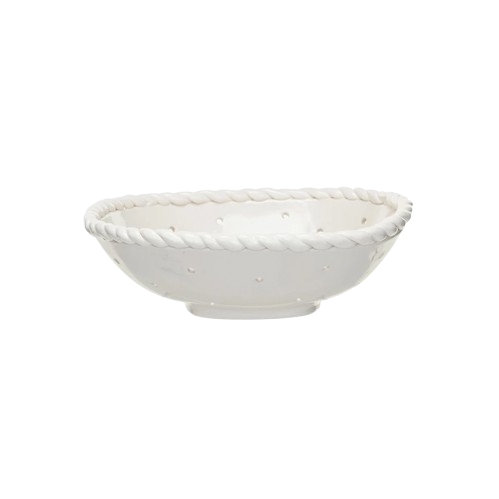 Stoneware Colander w/ Hand Twisted Edge