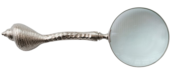 Cast Aluminum Magnifying Glass with Shell Shaped Handle
