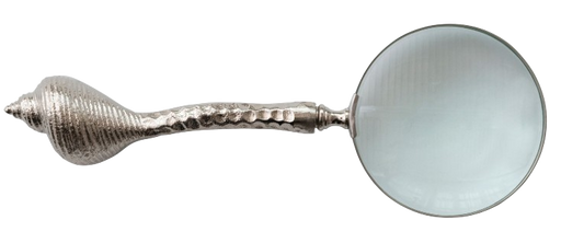 Cast Aluminum Magnifying Glass with Shell Shaped Handle