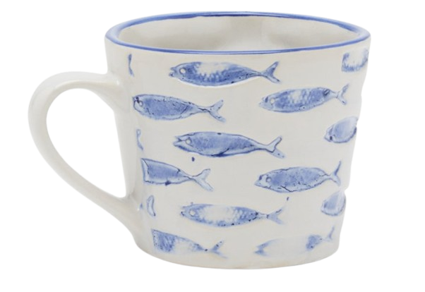 Blue and White Fish Mug