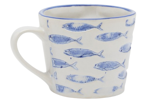Blue and White Fish Mug