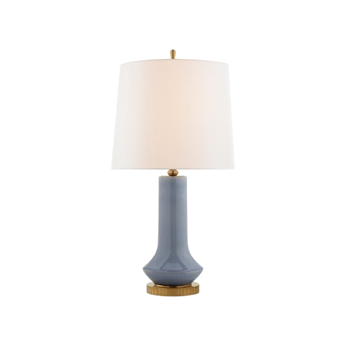 Luisa Large Table Lamp in Polar Blue Crackle with Linen Shade