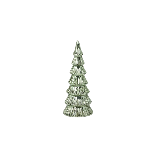 Linden LED Glass Tree - Light Green - 9.5 in