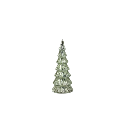 Linden LED Glass Tree - Light Green - 8.25 in