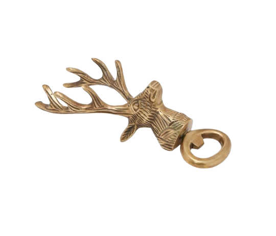 THEODORE, Antique Brass, Deer Head, Bottle Opener