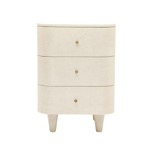 Olivia Nightstand - Off-White Faux Raffia