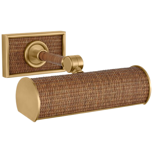 Halwell 8" Picture Light, Brass + Rattan