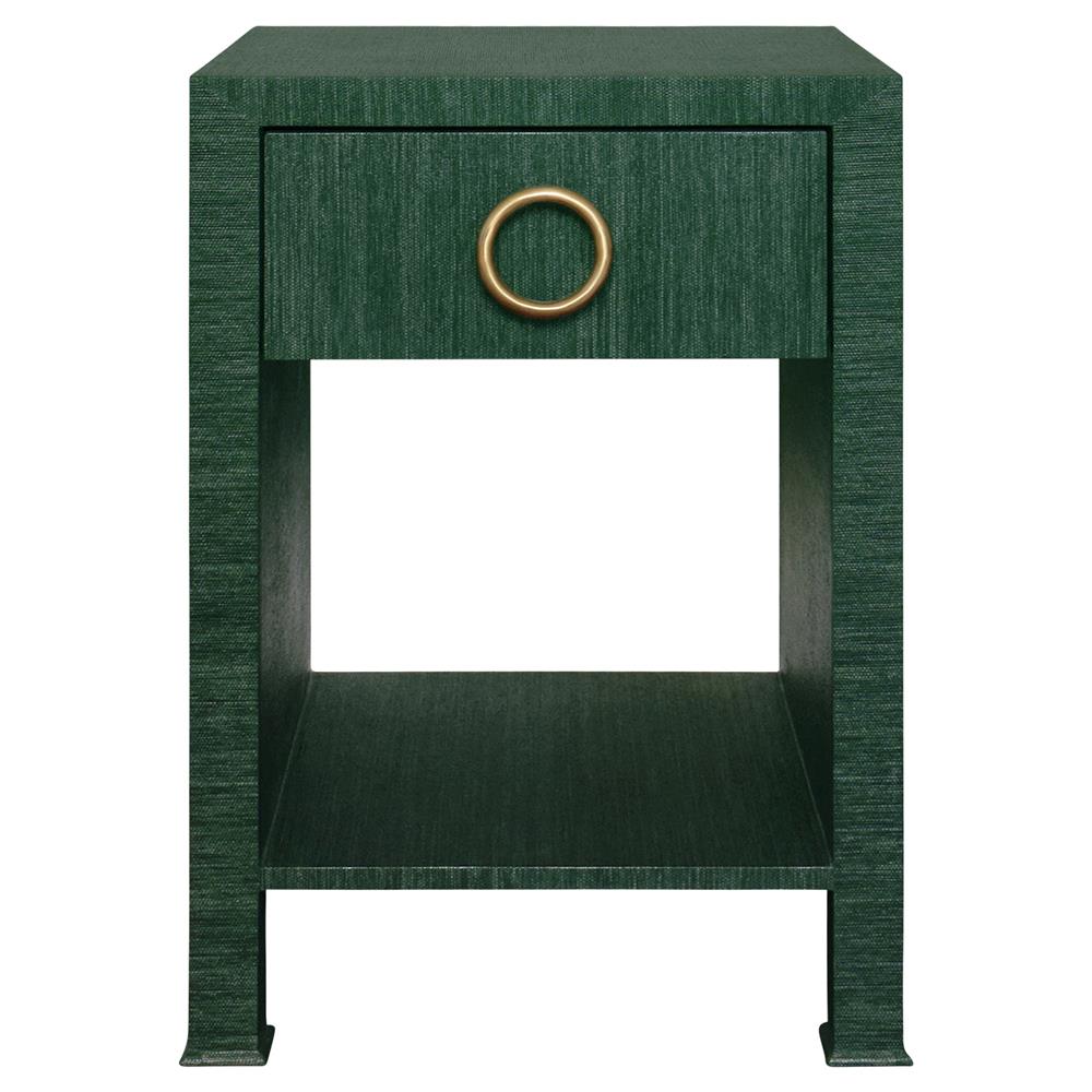 Malcolm Nightstand - Green Grasscloth, Brass Hardware