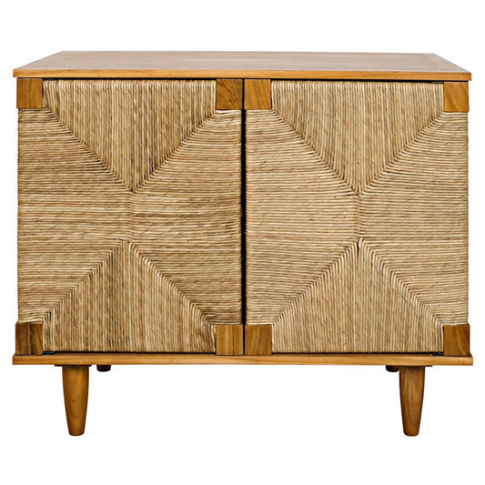 LIGHTHOUSE LV1 - Brook Teak + Seagrass 2-Door Cabinet