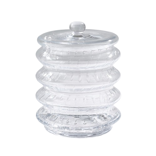 Wave Canister-Clear Seeded-Lg