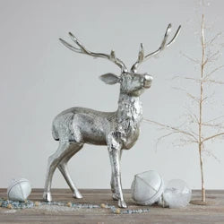 Cast Aluminum Deer, Nickel Finish, Larger