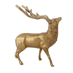 Cast Aluminum Reindeer, Gold Finish
